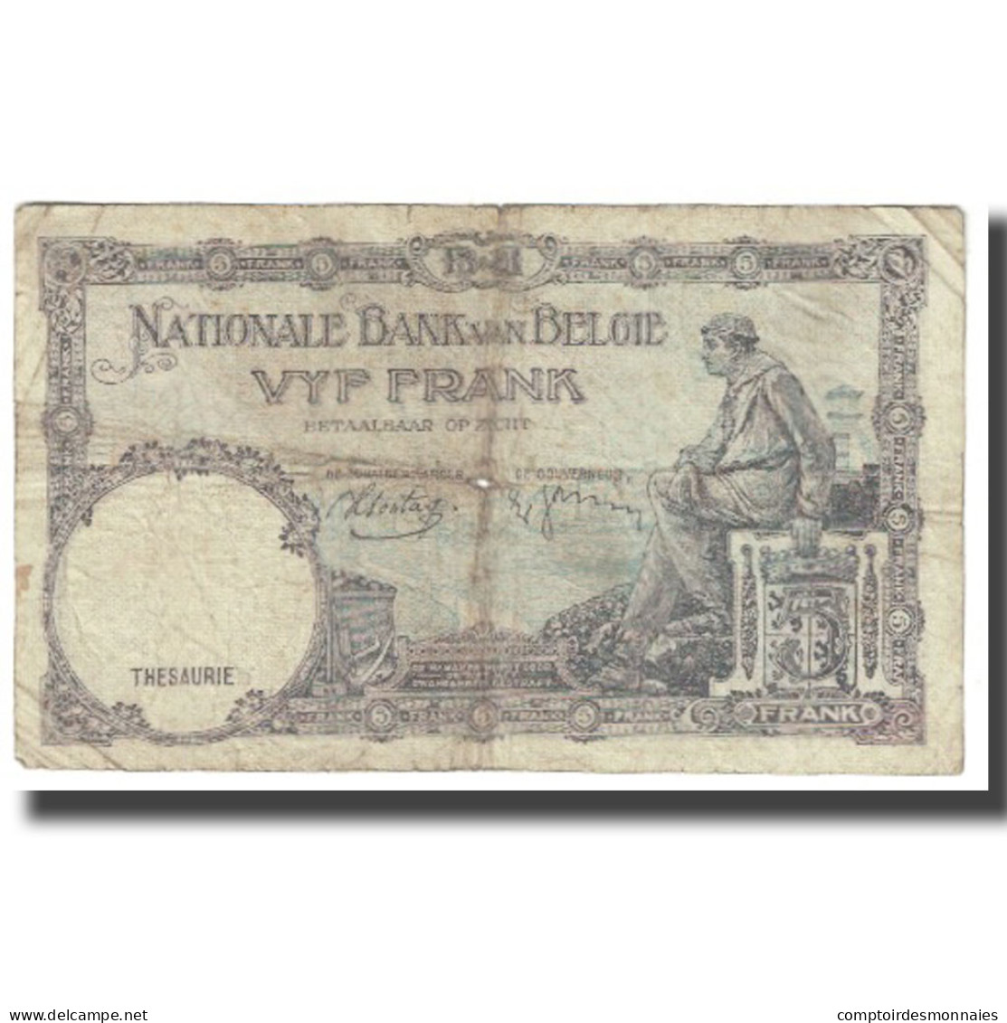 Billet, Belgique, 5 Francs, 1938, KM:108a, TB - 5 Francos