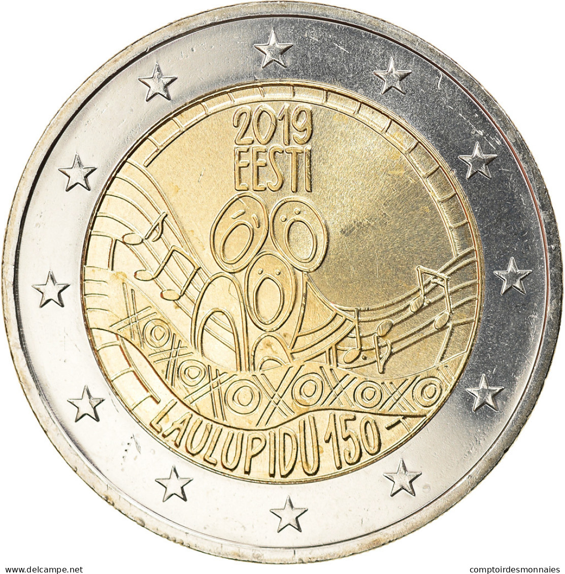 Estonia, 2 Euro, Festival Estonien De La Chanson, 2019, SPL, Bi-Metallic - Estland