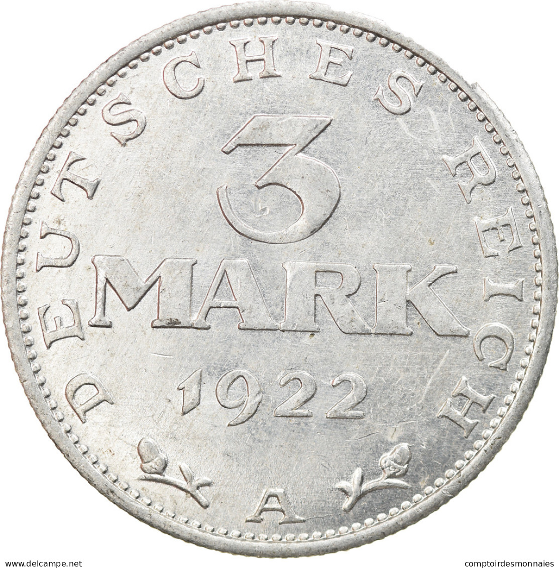 Monnaie, Allemagne, République De Weimar, 3 Mark, 1922, Berlin, SUP, Aluminium - 3 Mark & 3 Reichsmark