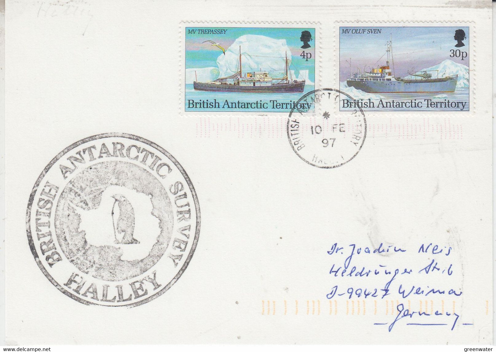 British Antarctic Territory (BAT)  Card Ca Halley 10 FE 1997 (AT199) - Briefe U. Dokumente