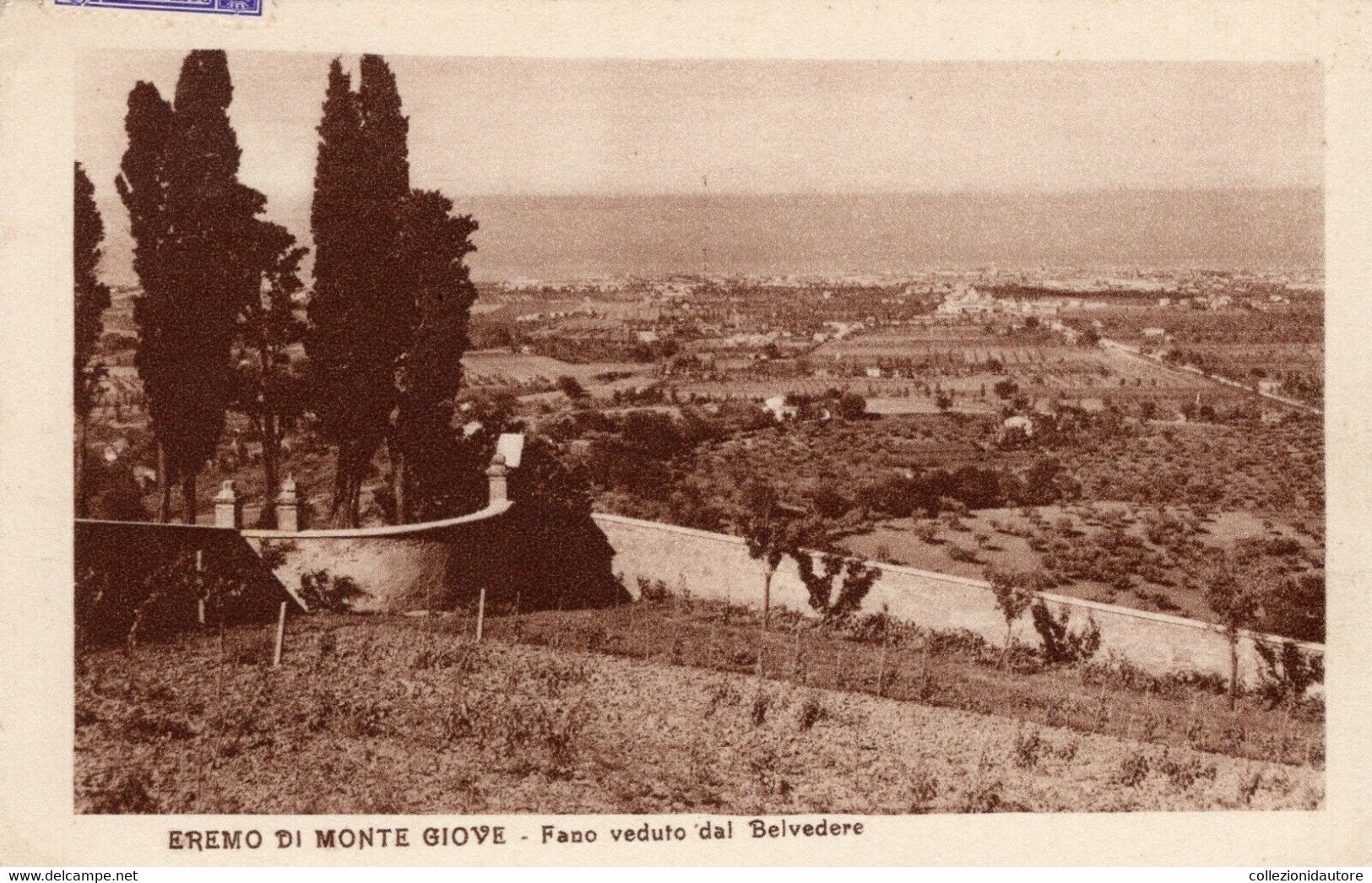 EREMO DI MONTE GIOVE - FANO VEDUTO DAL BELVEDERE - CARTOLINA FP SPEDITA NEL 1942 - Fano