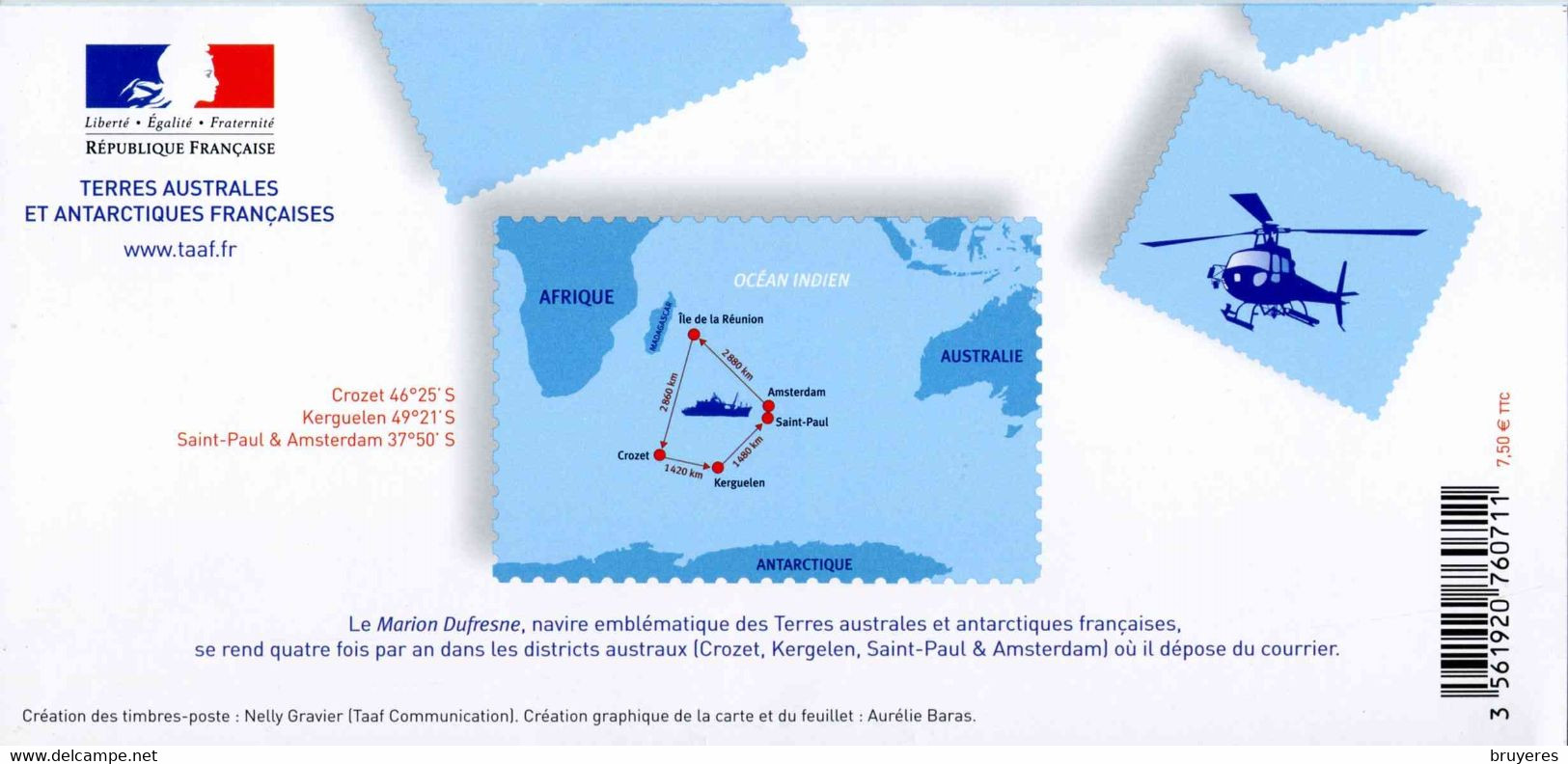 FEUILLET SOUVENIR¨¨ De 2019 Des TAAF "POSTES DU BOUT DU MONDE" Avec Son Encart - Blocs-feuillets