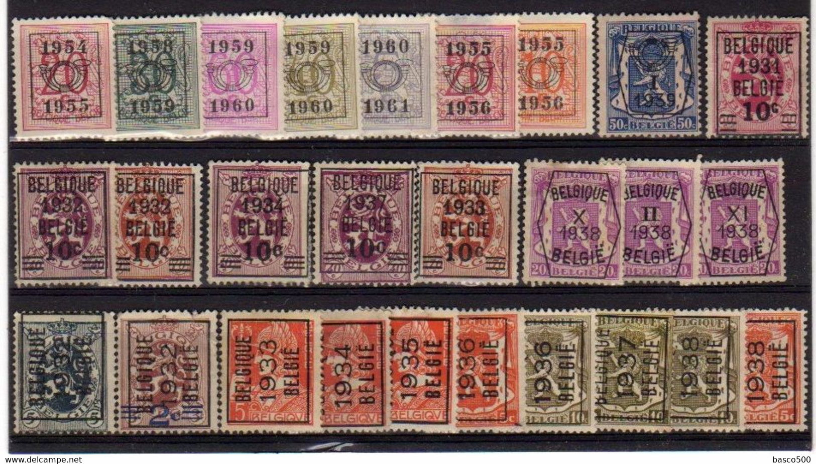 BELGIQUE 190 Timbres Préoblitérés différents