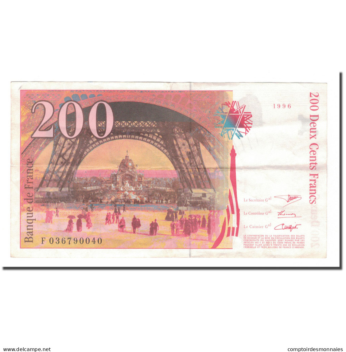France, 200 Francs, 1996, TTB, Fayette:75.2, KM:159a - 200 F 1995-1999 ''Eiffel''