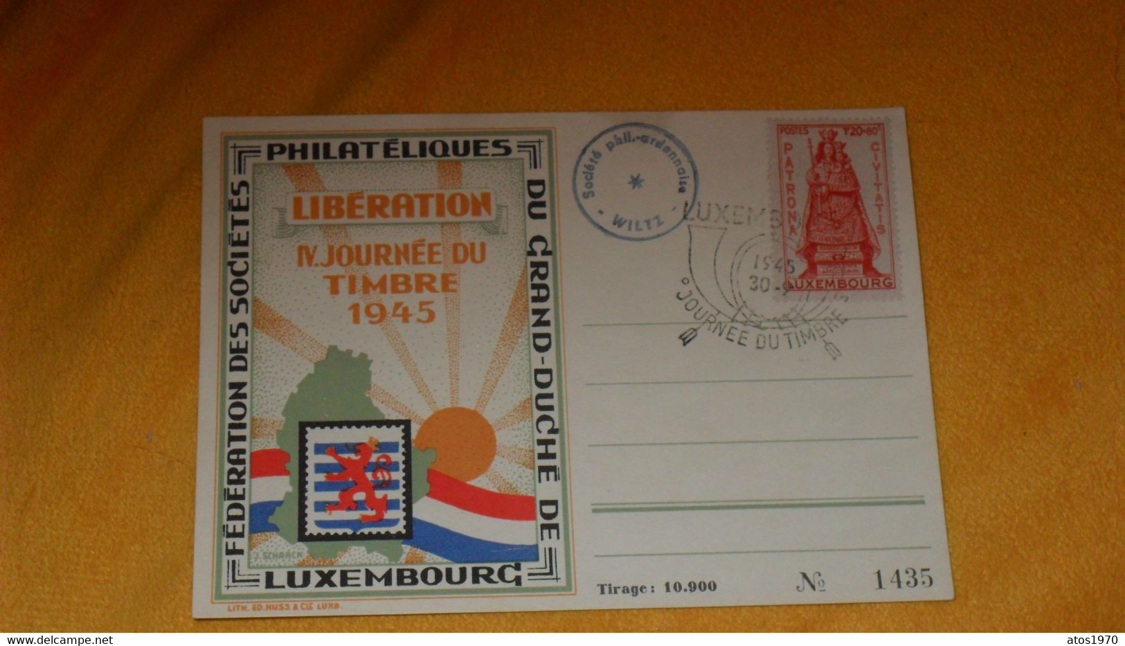 CARTE ANCIENNE DE 1945.../ FEDERATION DES SOCIETES PHILATELIQUES DU GRAND DUCHE DE LUXEMBOURG LIBERATION JOURNEE DU TIMB - Commemoration Cards