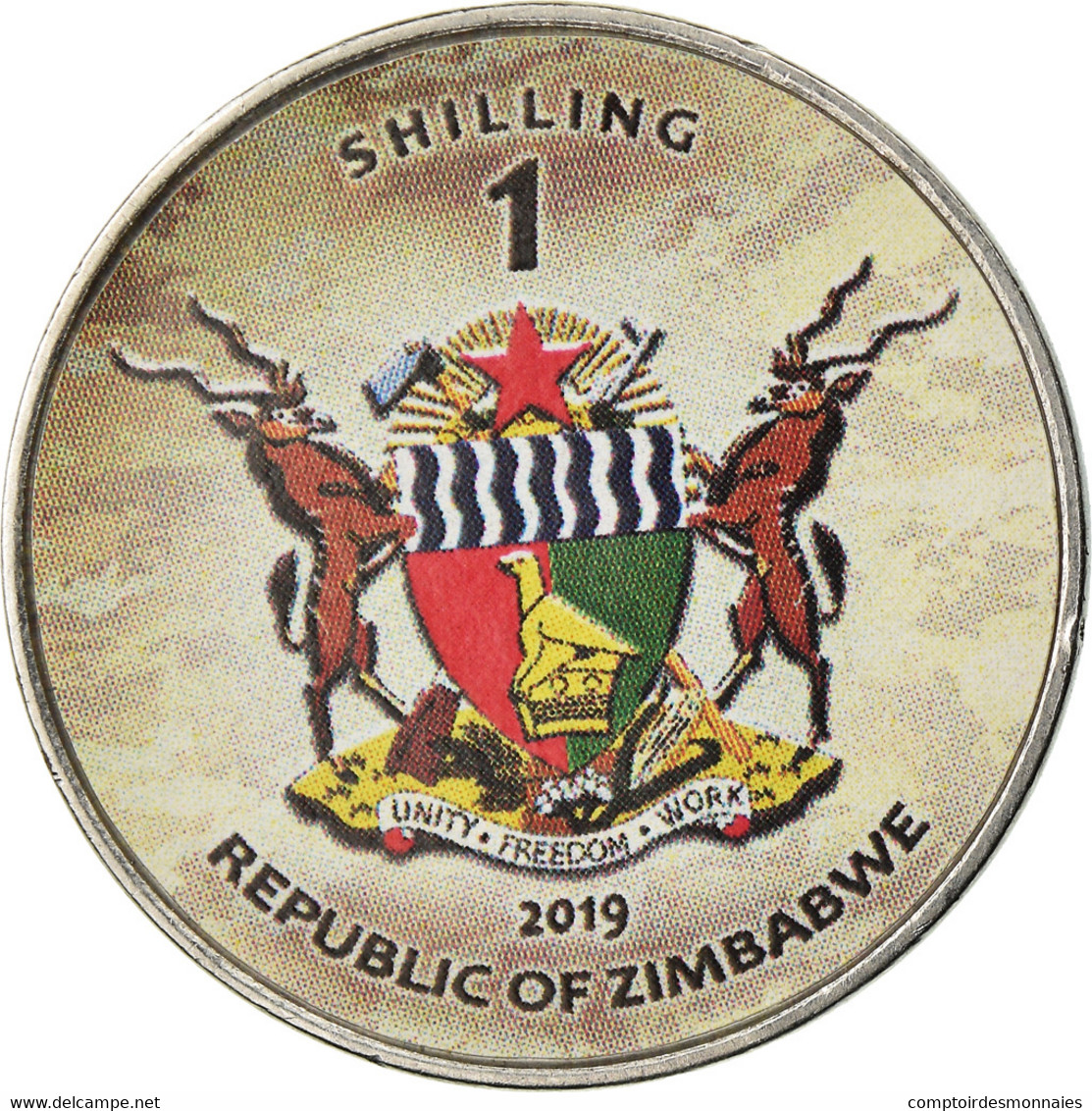 Monnaie, Zimbabwe, Shilling, 2019, Tanks - M60-2000, SPL, Nickel Plated Steel - Zimbabwe