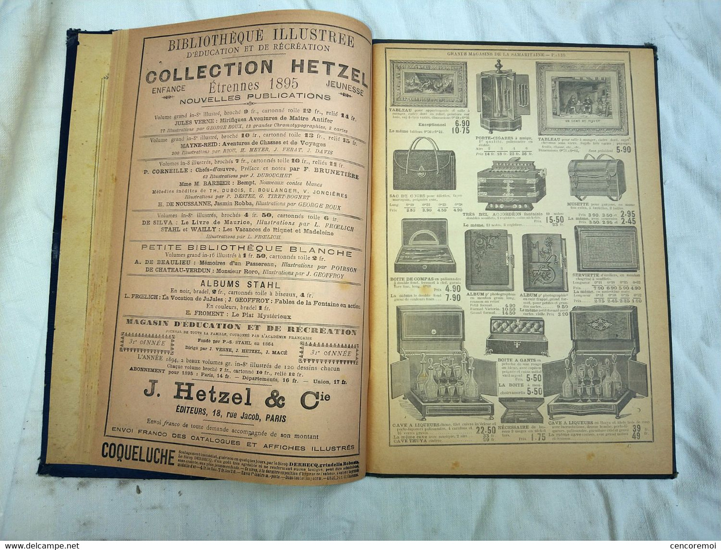 agenda illustré de la samaritaine 1895, nombreuses publicités, calendrier ancien, livre ancien