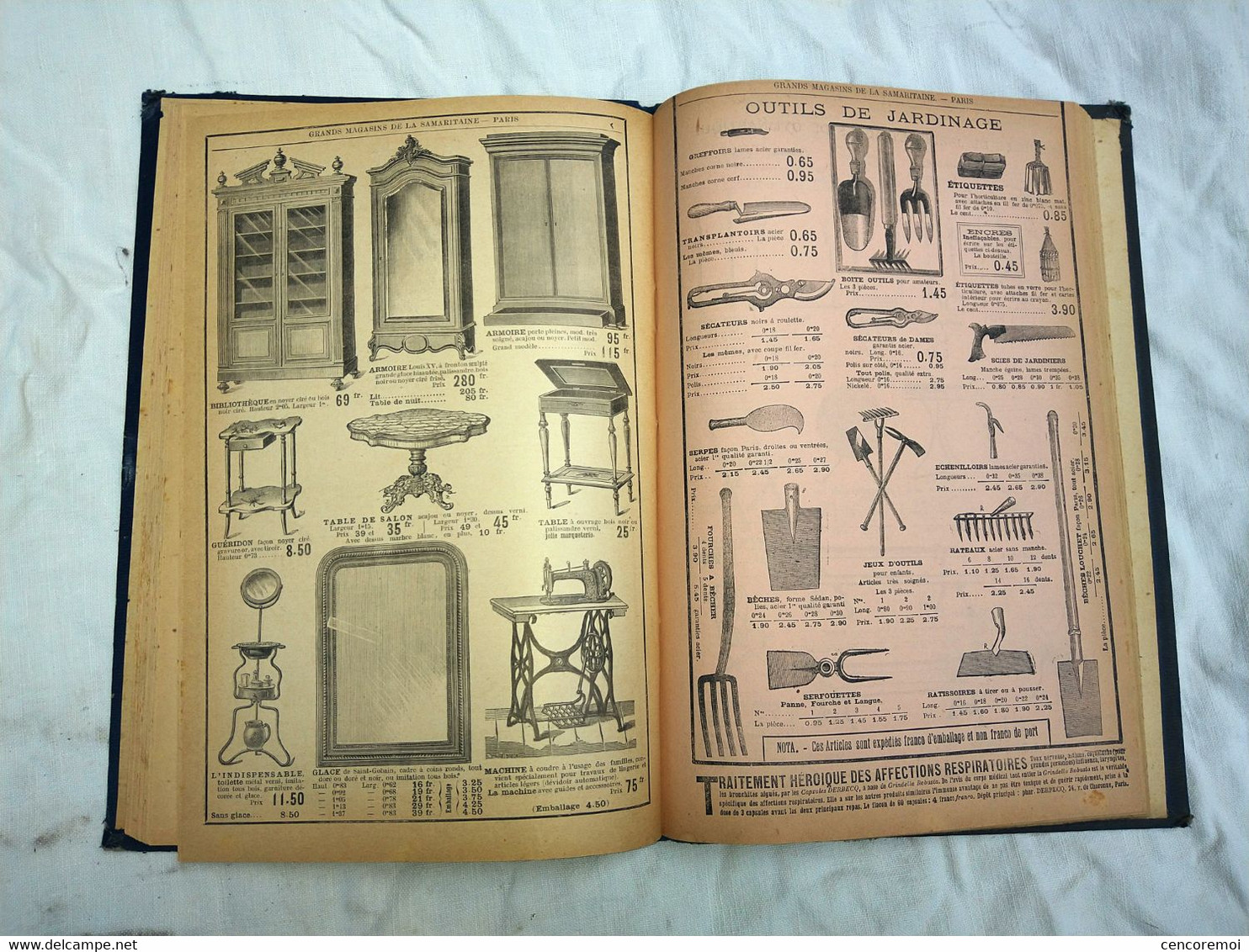 agenda illustré de la samaritaine 1895, nombreuses publicités, calendrier ancien, livre ancien