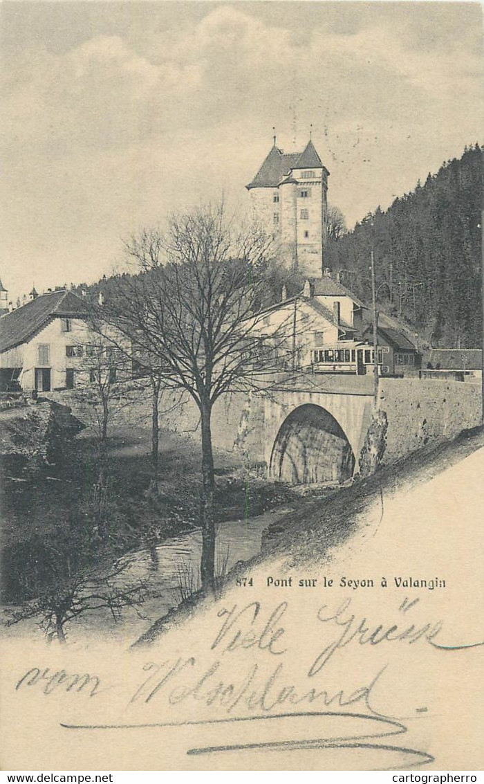 Postcard Switzerland Pont Sur Le Seyon A Valangin 1906 - Valangin