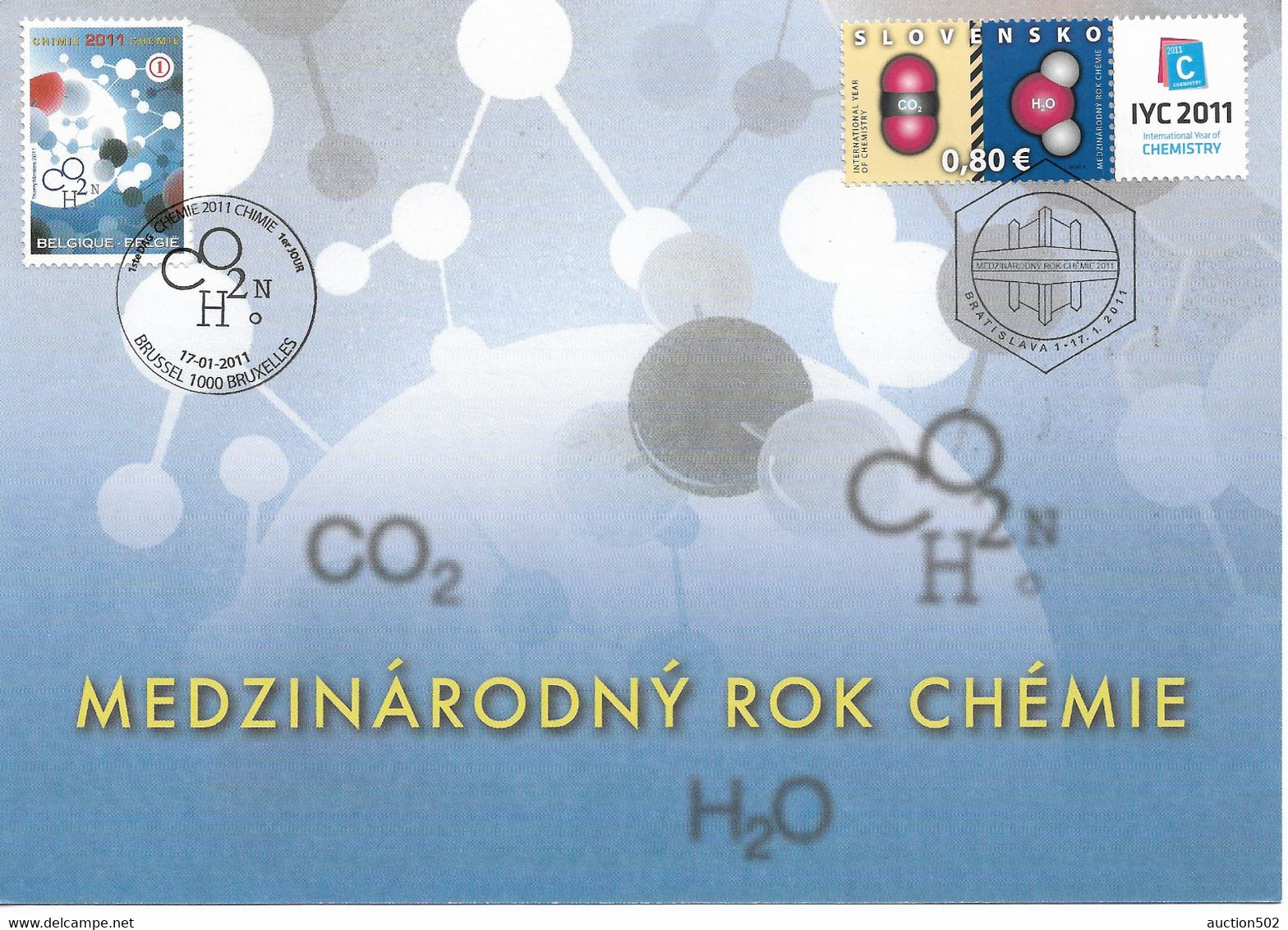 2639R/ TP 4096 Chimie S/Emission Commune Belgique/Slovaquie Obl. Bruxelles & Bratislava 17/1/2011 Chemistry - Lettres & Documents