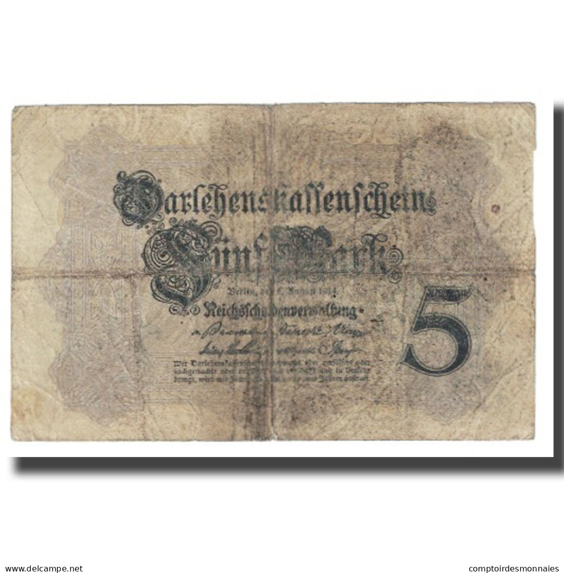 Billet, Allemagne, 5 Mark, 1914, 1914-08-05, KM:47b, TB - 5 Mark