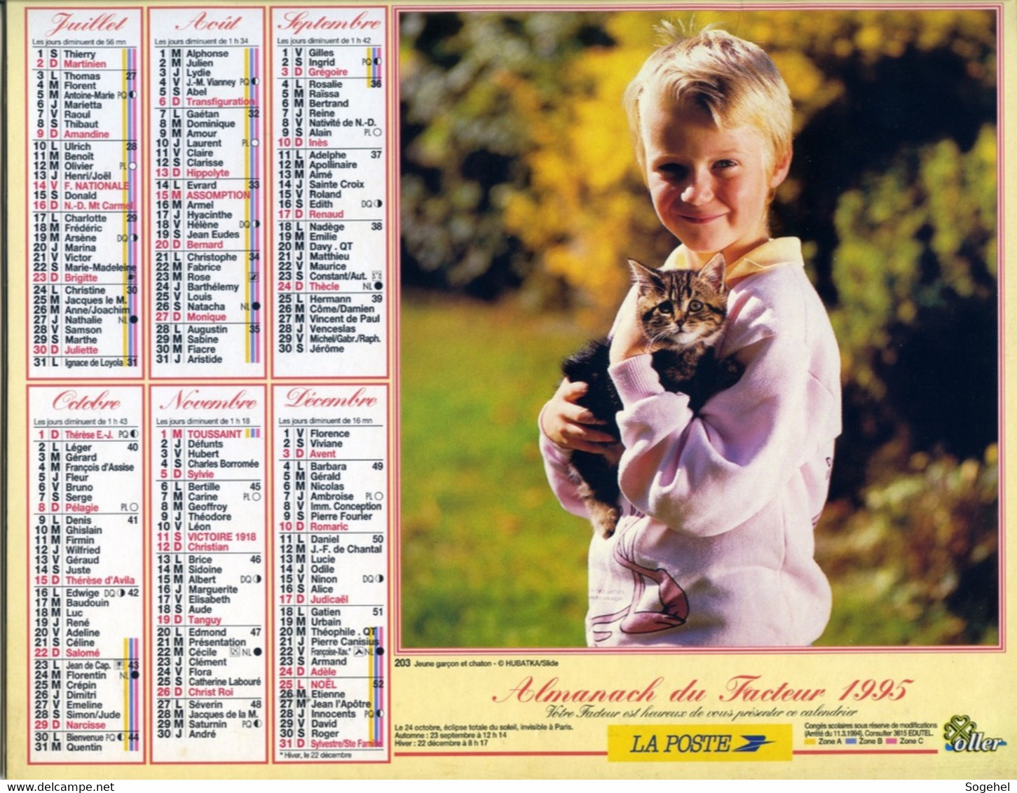Almanach PTT - Oller - Yvelines - 1995 - Grand Format : 1991-00