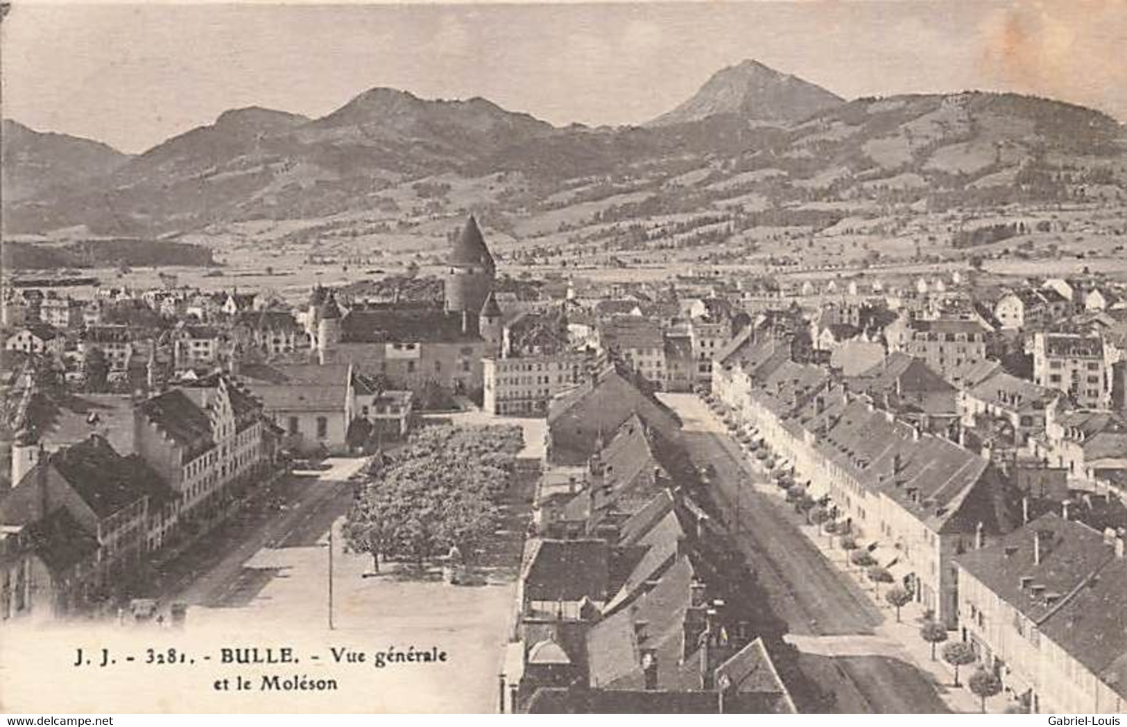 Bulle Vue Générale Et Le Moléson 1921 - Bulle