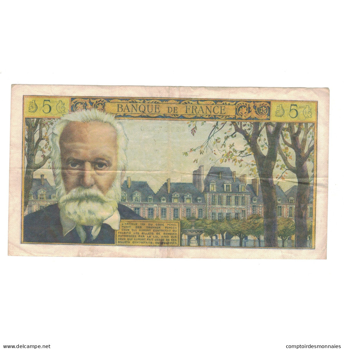 France, 5 Nouveaux Francs, Victor Hugo, 1965, C.138, TTB, Fayette:56.17, KM:141a - 5 NF 1959-1965 ''Victor Hugo''