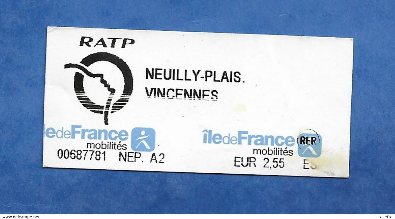 Titre De Transport Ticket Region Parisienne RER - Trajet Unique Neuilly Plaisance Vincennes - Europe
