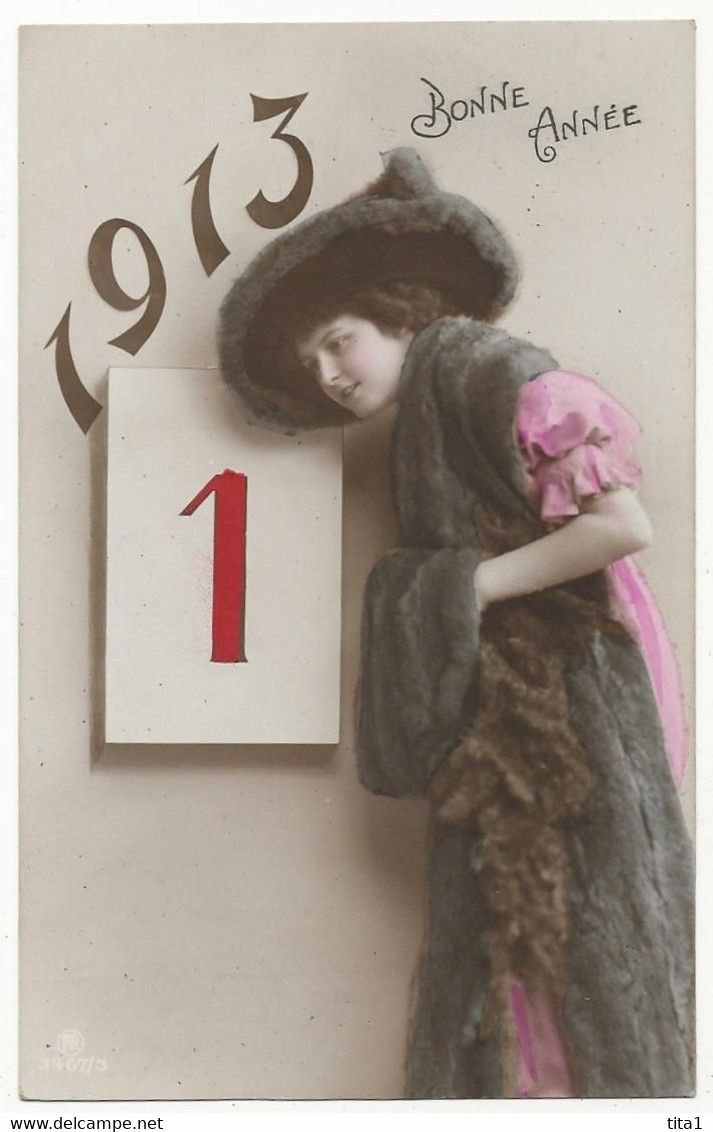 2844 - Jeune Dame  - Wally - Bonne Année 1913-  Rph 3467/3 - Donne