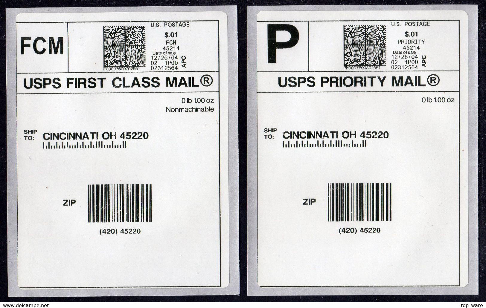 USA 2004 / 10x ORIGINAL APC ATM STAMPS / Scott # CVP56, A-c + CVP57, A-d + CVP58  LSA Distributeurs Automatenmarken CVP - Timbres De Distributeurs [ATM]