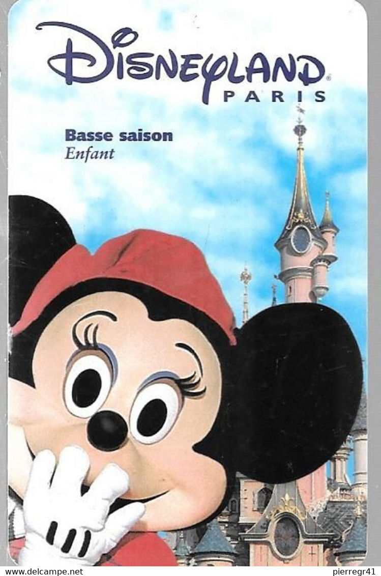 PASS-DISNEYLAND-PARIS-199 9- HIVER-MINNIE-ENFANT-V°SPE OS-99/02/MIN -V° Valide Le 09/01/00-GRATUIT-TB E - Pasaportes Disney