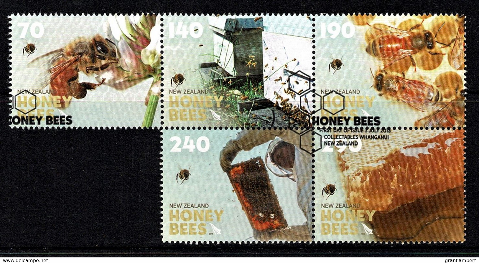 New Zealand 2013 Honey Bees Set As Block Of 5 Used - Gebruikt