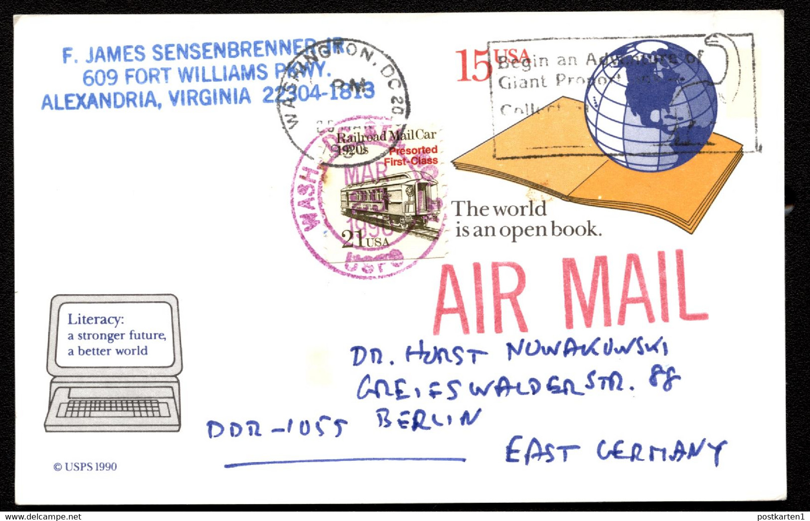 USA UX146 Postal Card Washington DC To EAST GERMANY 1990 - 1981-00