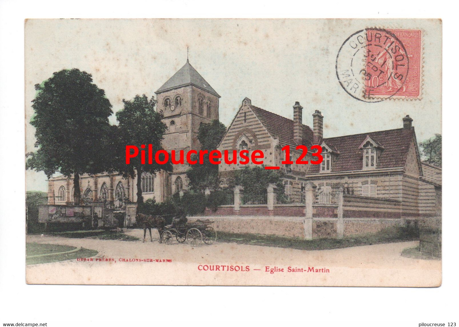 51 Marne - COURTISOLS - " Lot De 4 CPA - L'Eglise Et La Mairie "  - Voir Les Scans - Courtisols