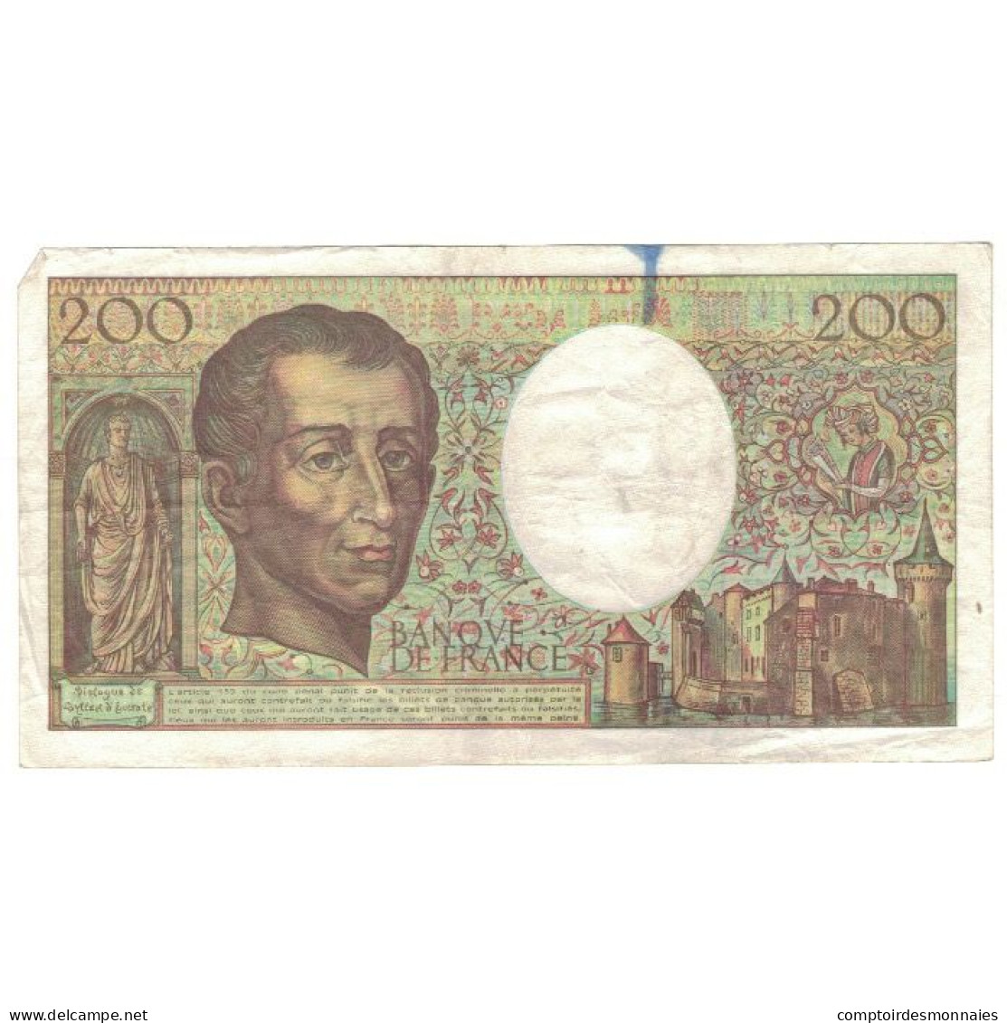 France, 200 Francs, Montesquieu, 1992, J.116, TB, Fayette:70.12b, KM:155e - 200 F 1981-1994 ''Montesquieu''