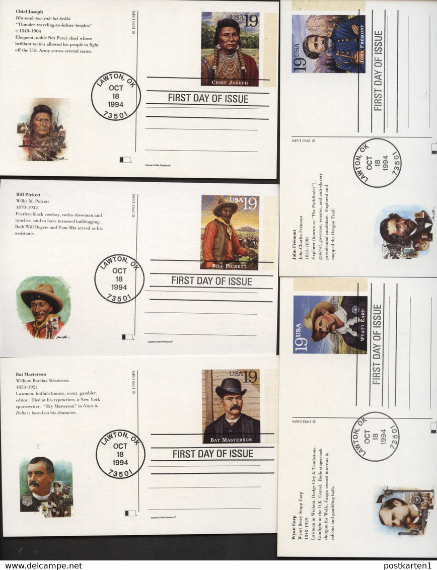 UX178-197 LEGENDS OF THE WEST Postal Cards FDC Fleetwood Lawton OK 1994 Cat.$35.00+ - 1981-00