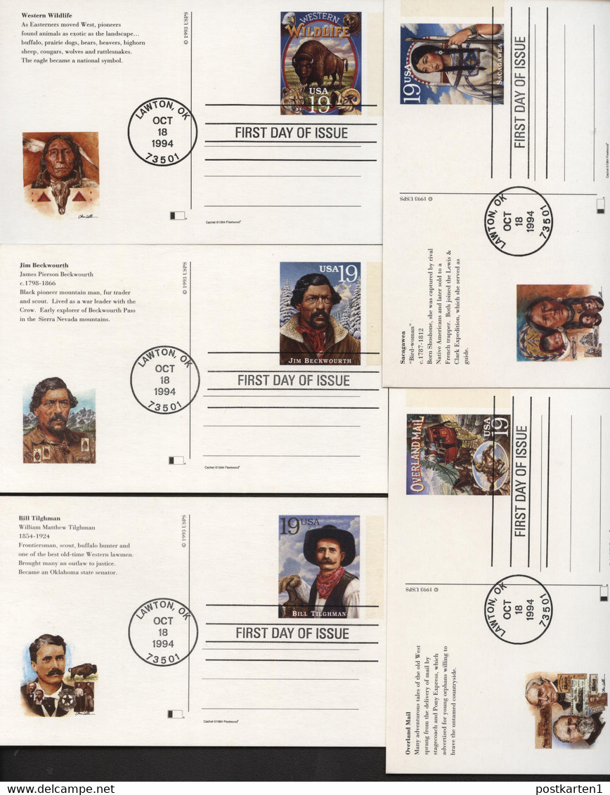 UX178-197 LEGENDS OF THE WEST Postal Cards FDC Fleetwood Lawton OK 1994 Cat.$35.00+ - 1981-00