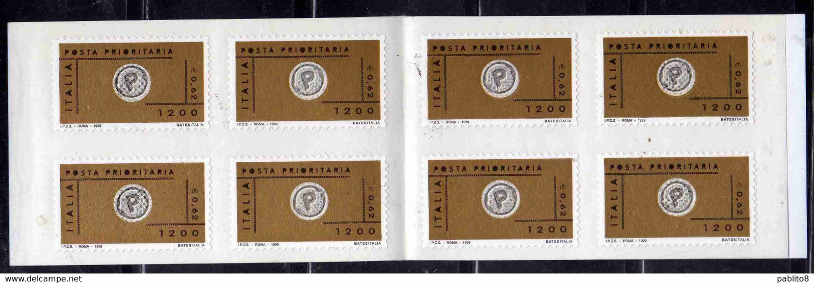 ITALIA REPUBBLICA ITALY REPUBLIC 1999 POSTA PRIORITARIA LIBRETTO CON STRISCIA 8 ESEMPLARI BOOKLET MNH - Postzegelboekjes