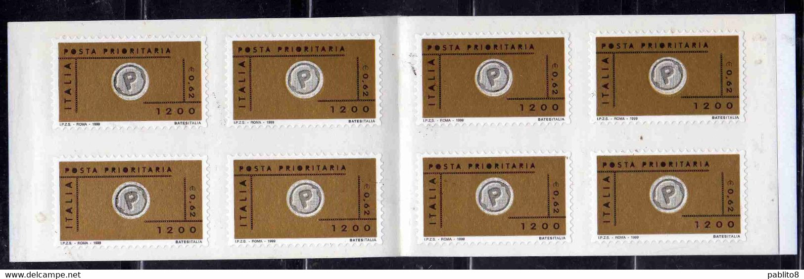 ITALIA REPUBBLICA ITALY REPUBLIC 1999 POSTA PRIORITARIA LIBRETTO CON STRISCIA 8 ESEMPLARI BOOKLET MNH - Booklets