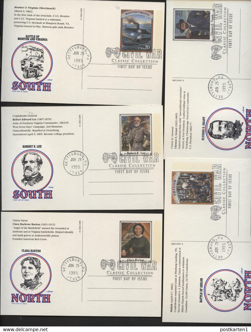 UX200-219 CIVIL WAR Set Of 20 Postal Cards FDC Artmaster 1995 - 1981-00