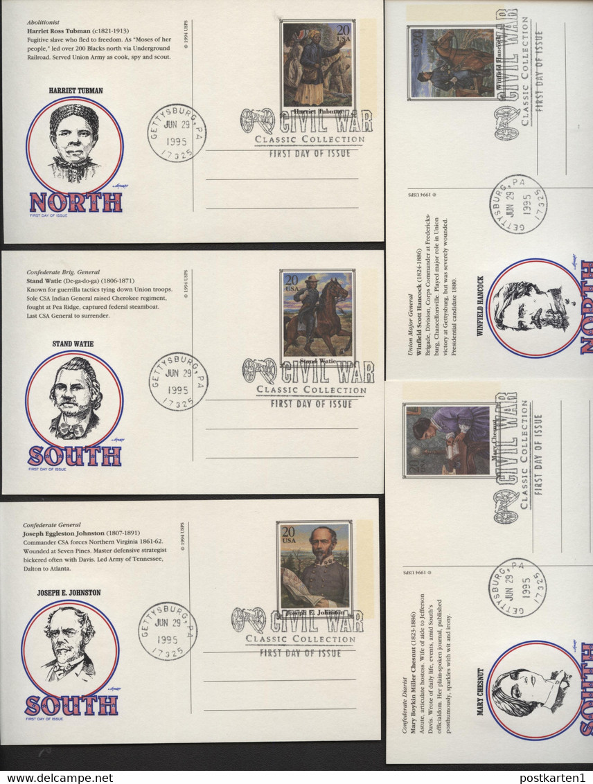 UX200-219 CIVIL WAR Set Of 20 Postal Cards FDC Artmaster 1995 - 1981-00
