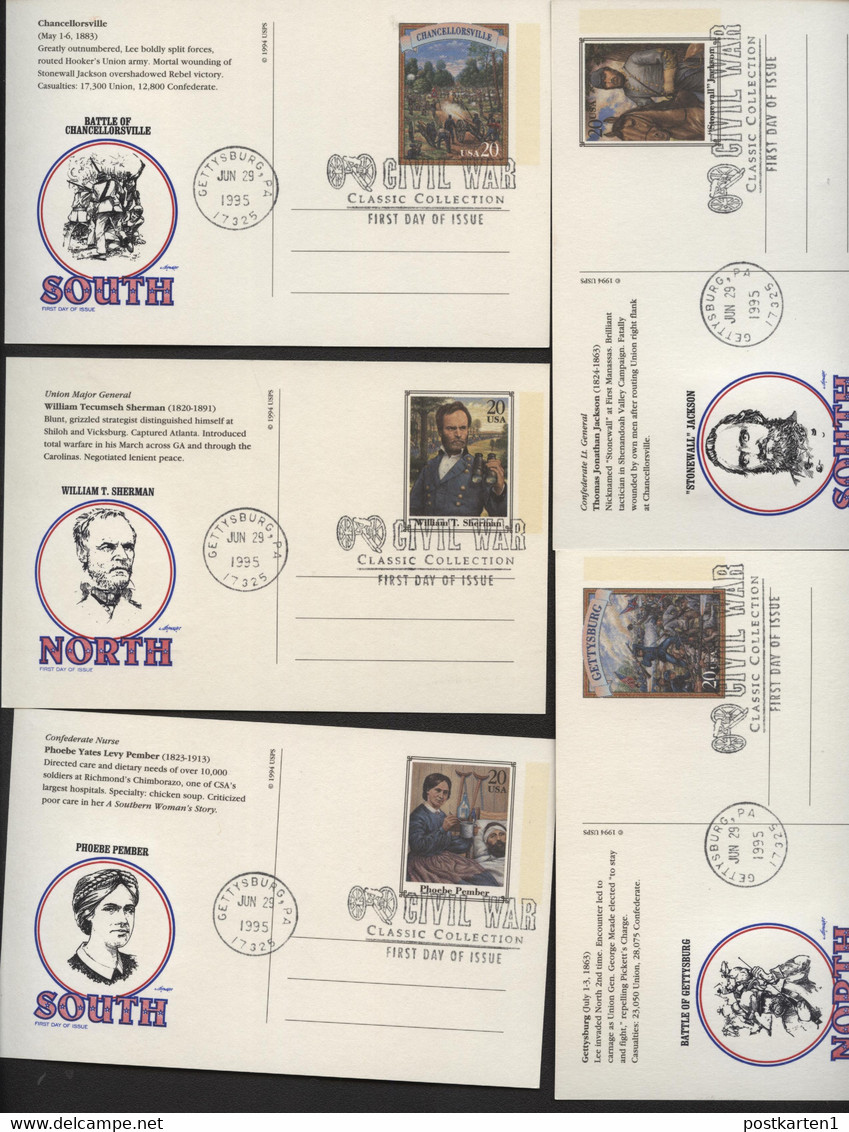 UX200-219 CIVIL WAR Set Of 20 Postal Cards FDC Artmaster 1995 - 1981-00