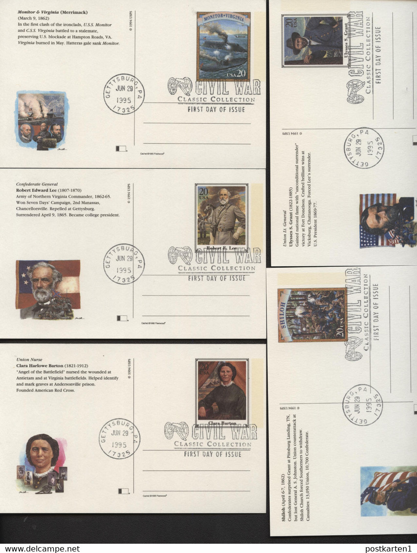 UX200-219 CIVIL WAR Set Of 20 Postal Cards FDC Fleetwood 1995 - 1981-00