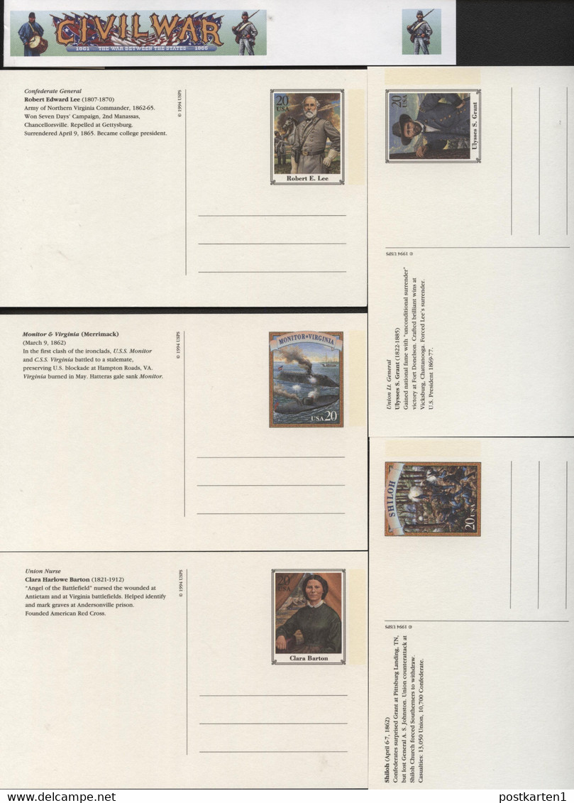 UX200-219 CIVIL WAR Set Of 20 Postal Cards Mint 1995 Cat.$36.00 - 1981-00