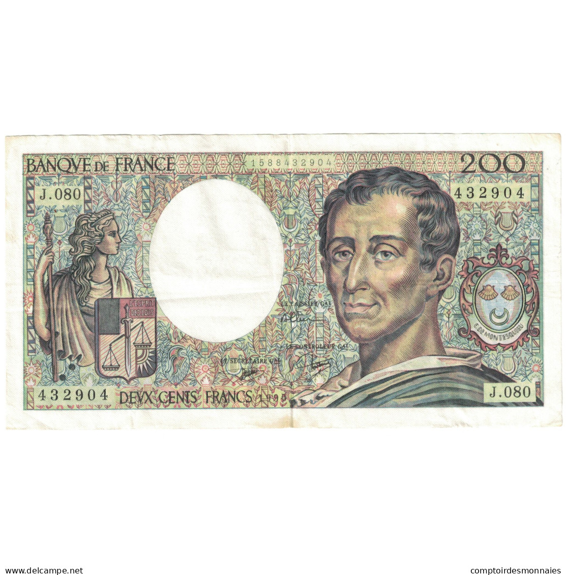 France, 200 Francs, Montesquieu, 1990, TTB, Fayette:70.10a, KM:155d - 200 F 1981-1994 ''Montesquieu''