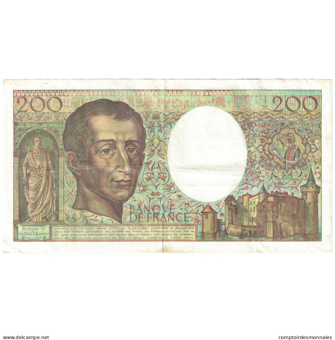 France, 200 Francs, Montesquieu, 1990, TTB, Fayette:70.10a, KM:155d - 200 F 1981-1994 ''Montesquieu''