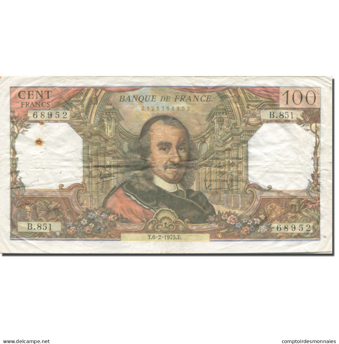 France, 100 Francs, Corneille, 1975, 1975-02-06, TB, Fayette:65.48, KM:149e - 100 F 1964-1979 ''Corneille''