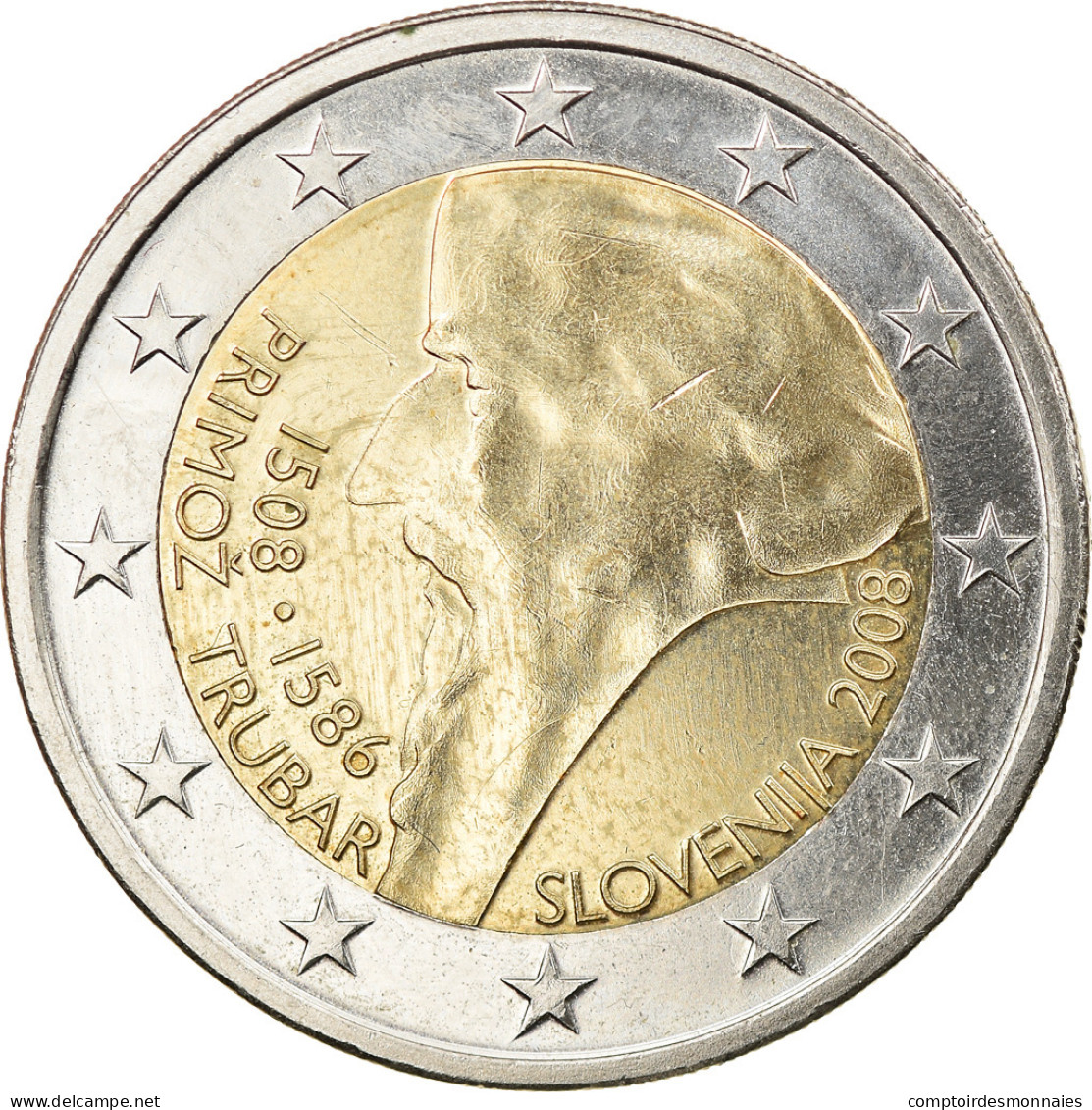 Slovénie, 2 Euro, Primoz Trubar, 2008, SPL, Bi-Metallic - Slowenien