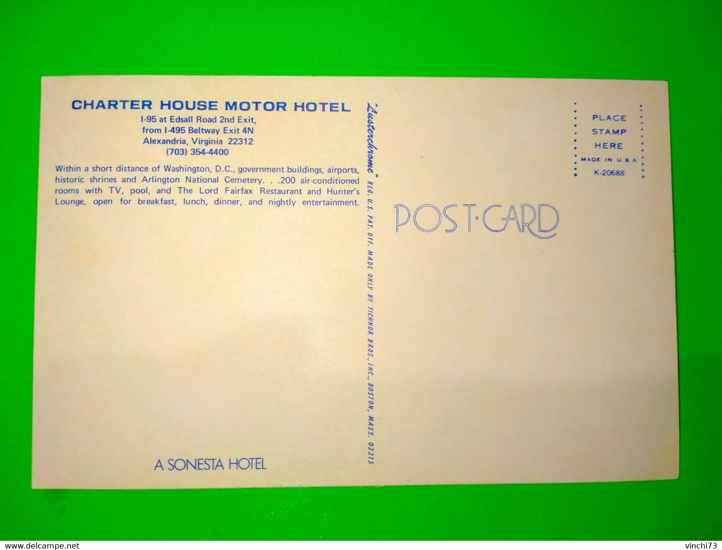 ! - STATI UNITI -CARTOLINA PUBBLICITARIA CHARTER HOUSE MOTOR HOTEL - Alexandria