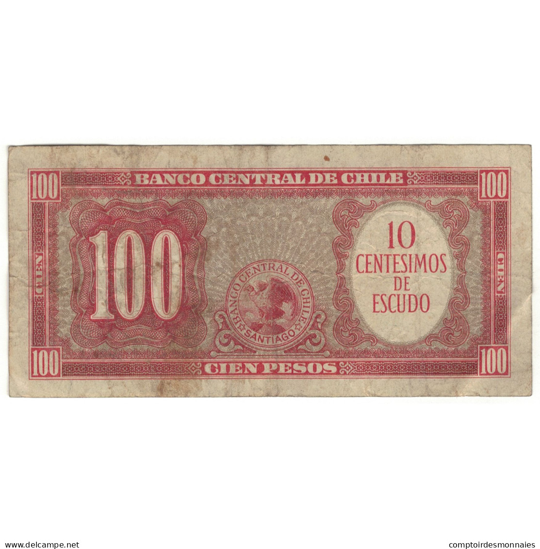 Billet, Chile, 10 Centesimos On 100 Pesos, KM:127a, B - Chile