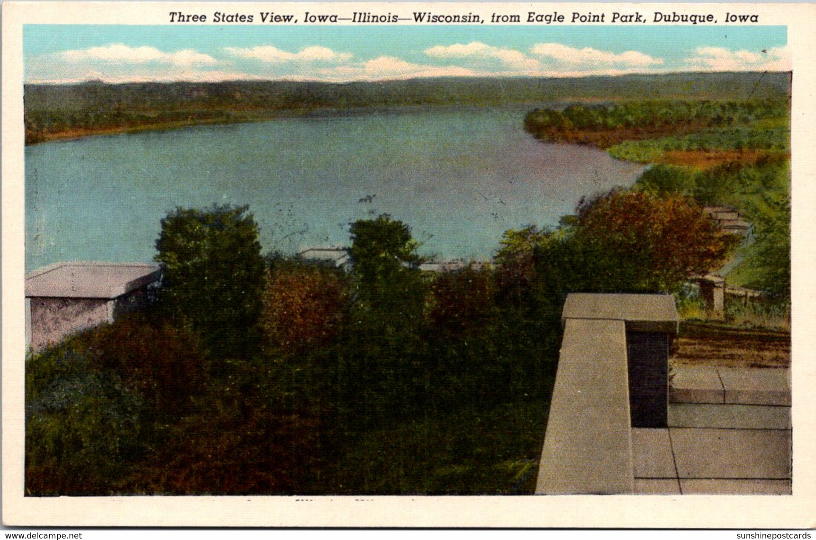 Iowa Dubuque Three States View From Eagle Point Park Curteich - Dubuque