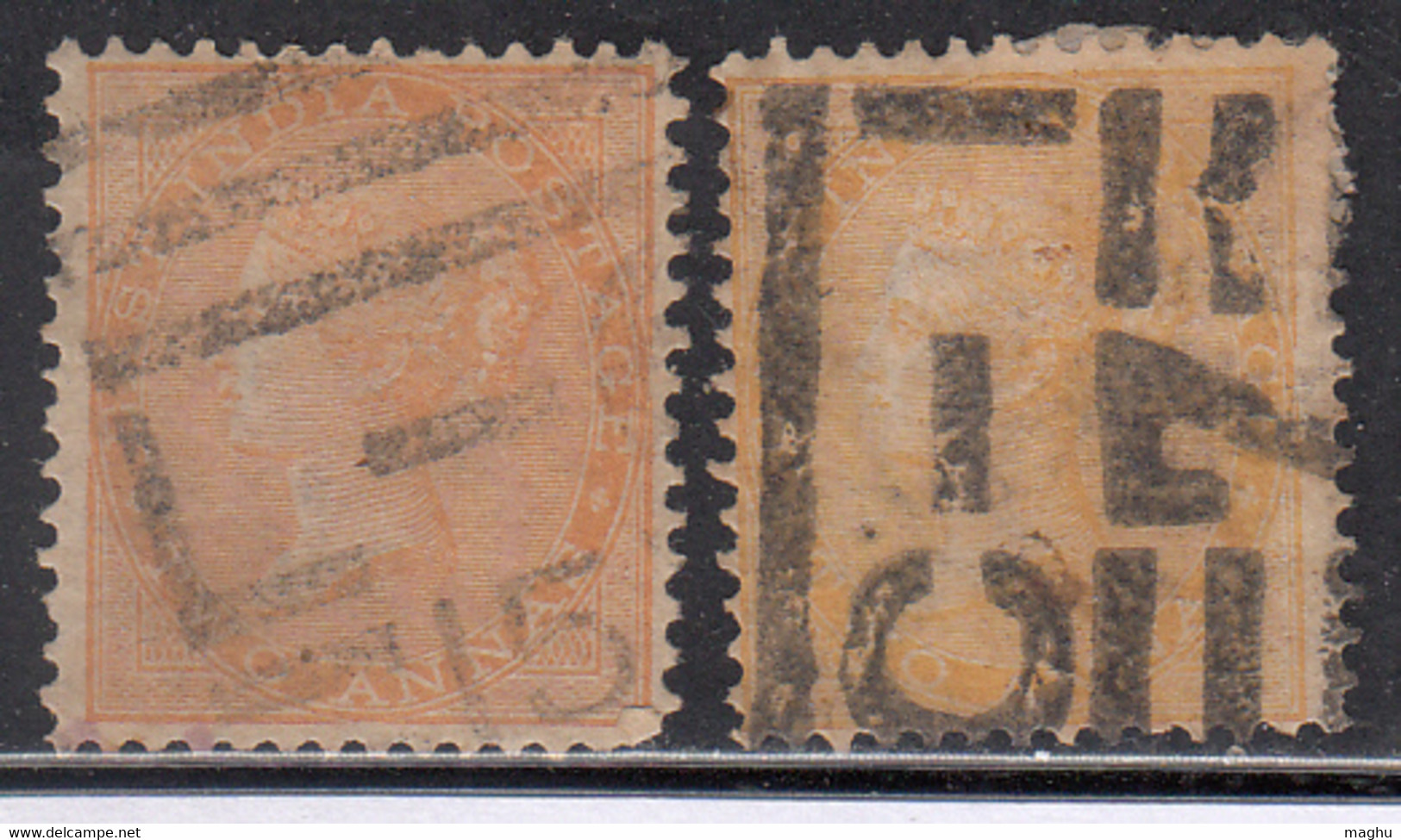 1865 British East India Used, Two Annas Shades, Elephant Watermark - 1854 Compagnia Inglese Delle Indie