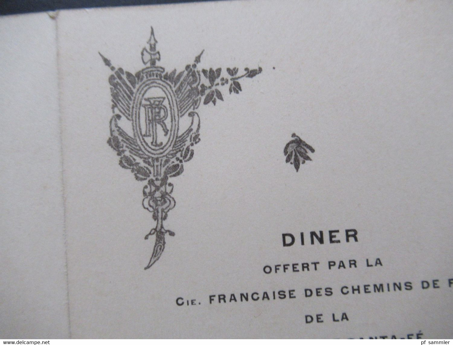 Argentinien 1915 Speisekarte Diner Chemins De Fer De La Province De Santa-FÉ M.E. Jullemier Ministre De France - Menu