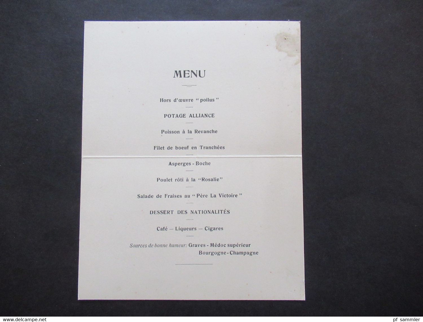 Argentinien 1915 Speisekarte Diner Chemins De Fer De La Province De Santa-FÉ M.E. Jullemier Ministre De France - Menus