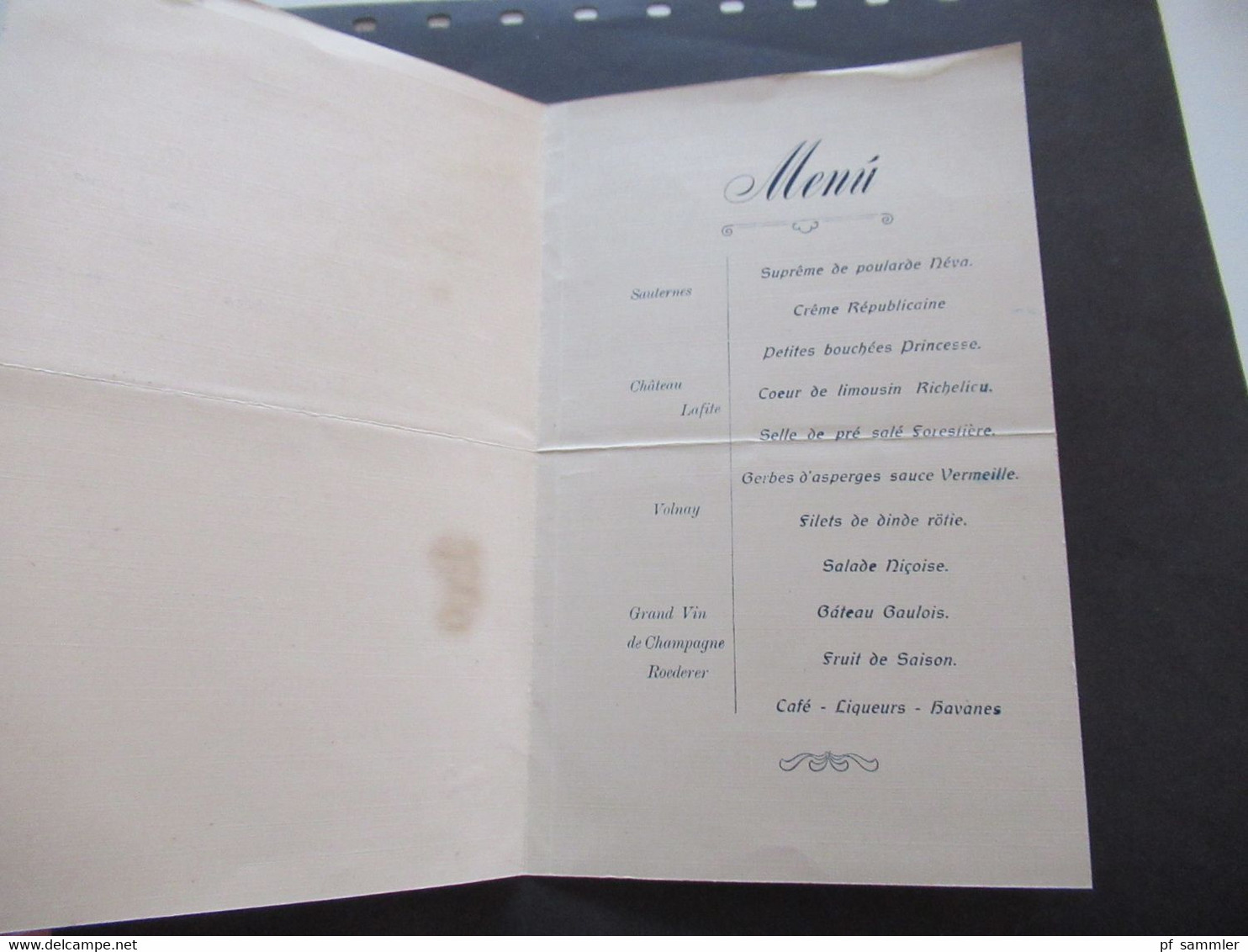 Argentinien / Frankreich Banquet A Tucuman Hotel Paris 10.10.1915 Ministre De France Mr. H. Jullemier - Menu