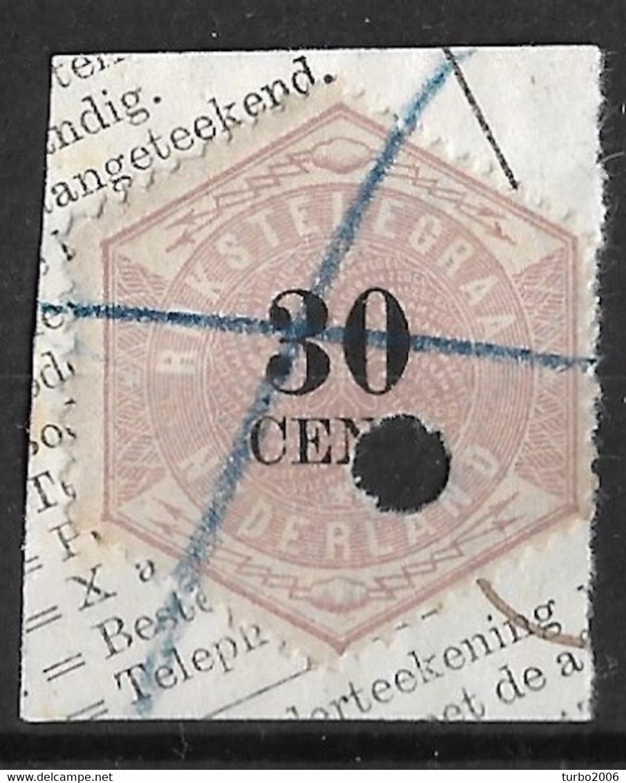 1877-1903 Telegramzegels 30 Cent Lila En Zwart NVPH TG 8 Op Deel Formulier - Telegraph