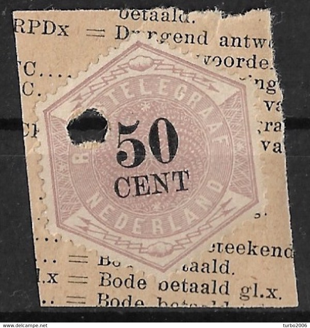 1877-1903 Telegramzegels 50 Cent Lila En Zwart NVPH TG 9 Op Deel Formulier - Telegrafi