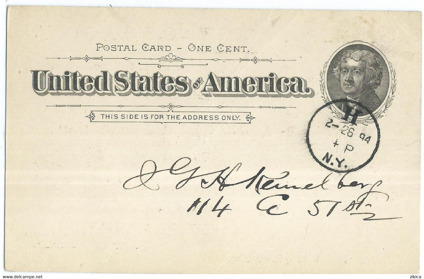 United States > Postal Stationery > Stamped Postal Cards > 1894 - New York - ...-1900