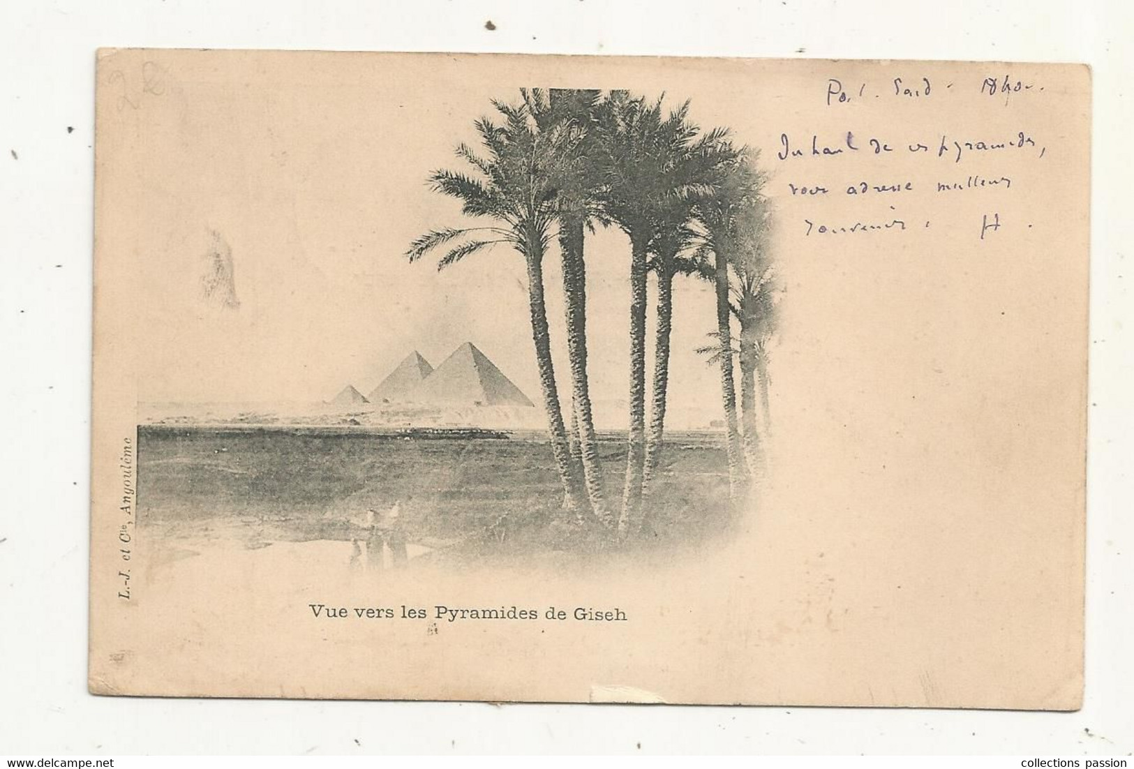 Cp, EGYPTE,  EGYPT,  Vue Vers Les Pyramides De GISEH,  Voyagée 1904 ,  Dos Simple , Union Postale Universelle - Guiza